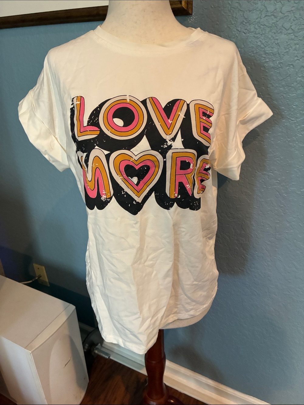 White 'Love More' Graphic Tee - Women's Short Sleeve Casual Top